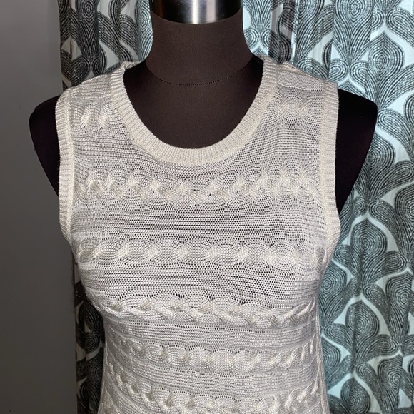 Lauren Ralph Lauren Chic White Cable Knit Sleeveless Tunic - Picture 2 of 8